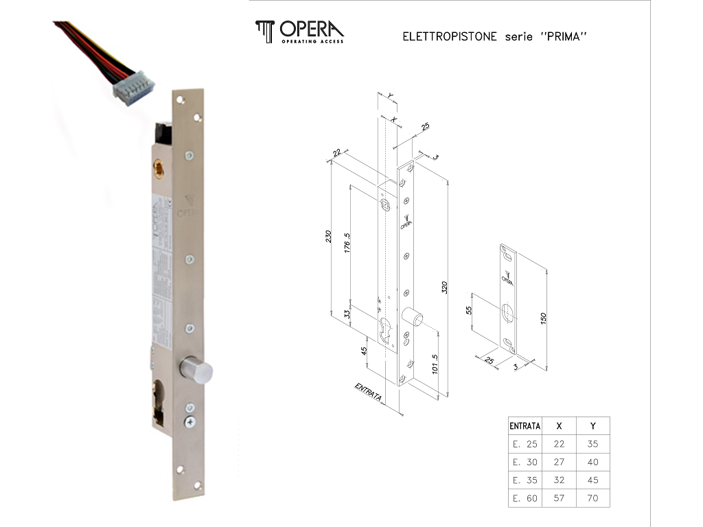 Serratura Infilare porta Battente Foro Yale per Cilindro Europeo modello Prima elettropistone a 12vdc Entrata 60 |Opera - immagine 1